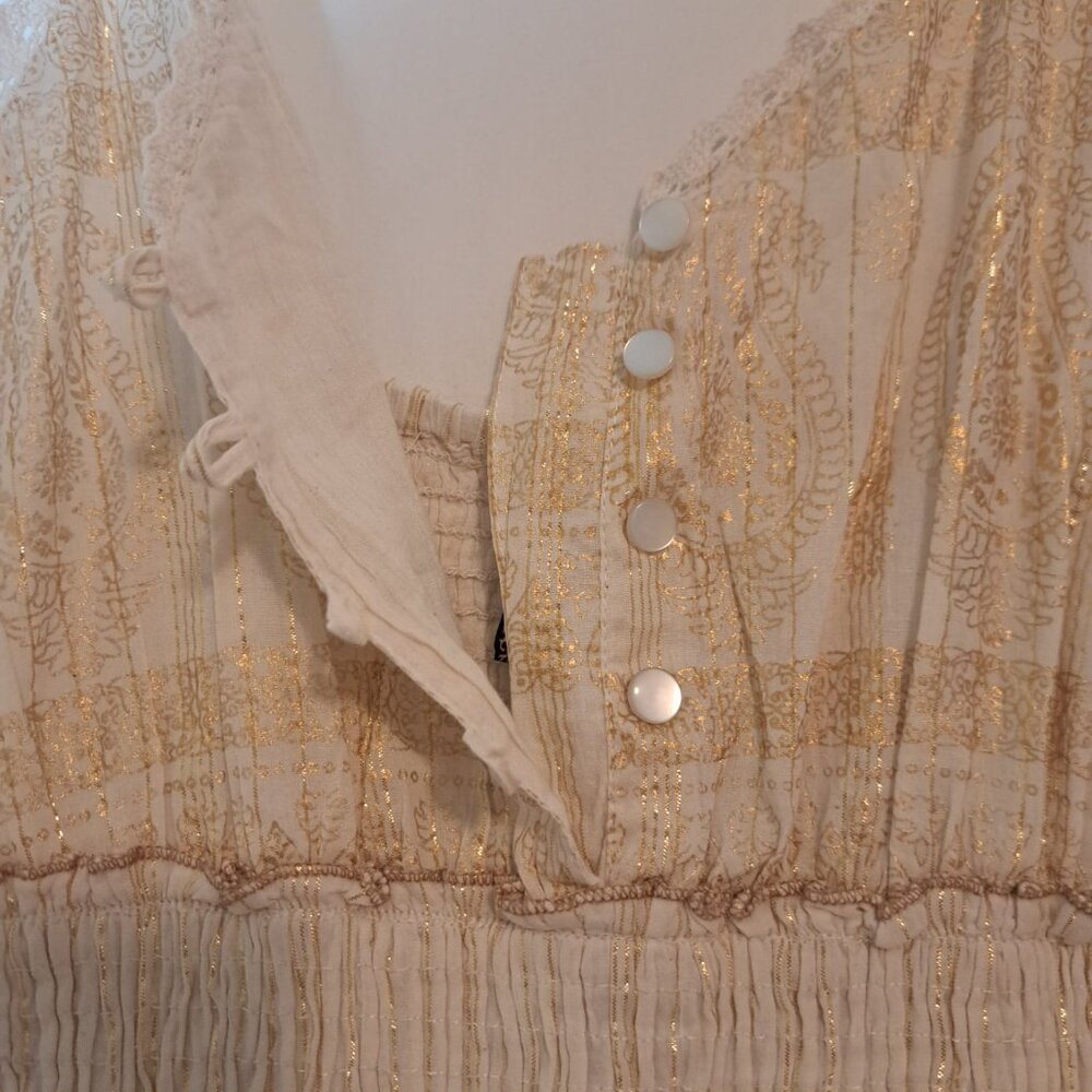 Anthropologie Cream and Gold Maxi Dress - Picture 8 of 16